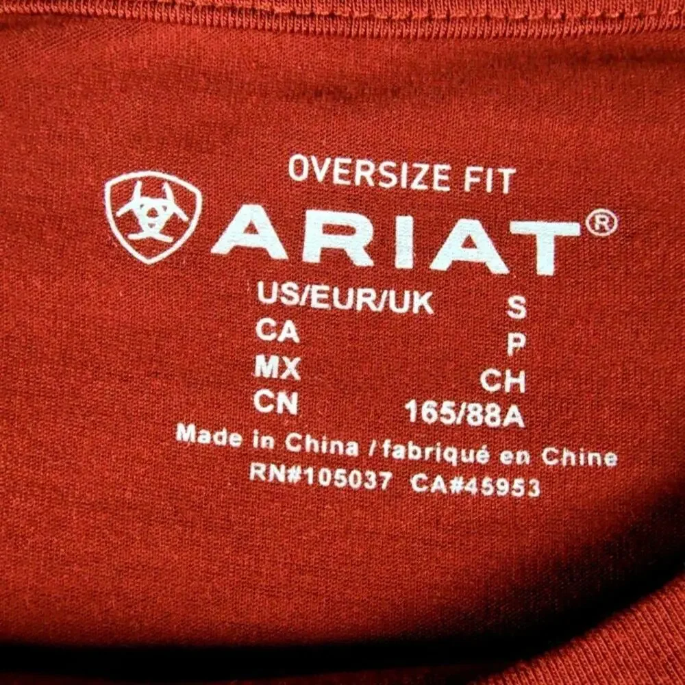 NWT Ariat Shirt Womens Small Red Cowgirl Canyon Cropped Western Graphic Tee